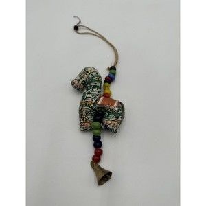 colorful fabric pony horse ornament beaded bell strand